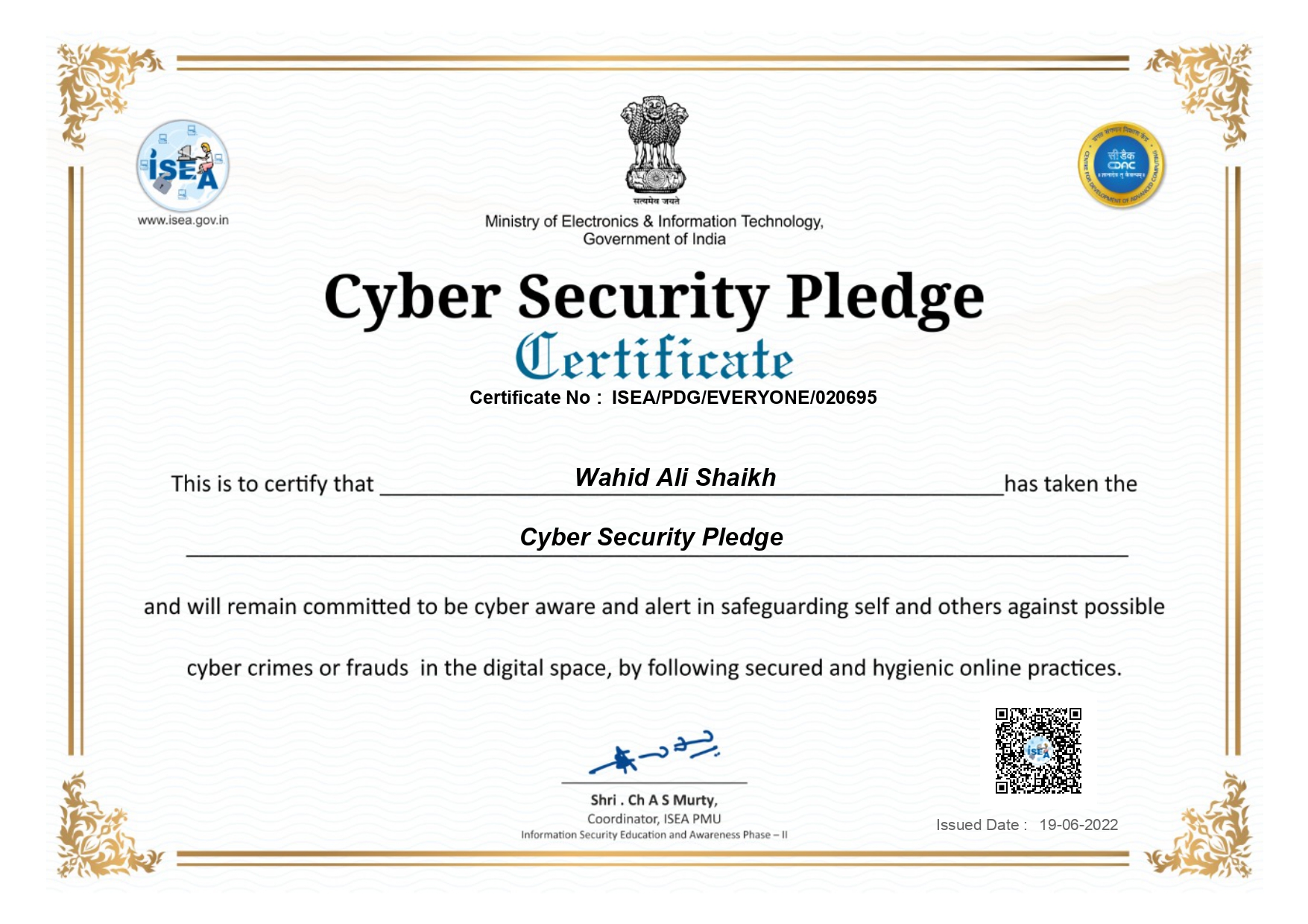 ISEA Digital Certificate